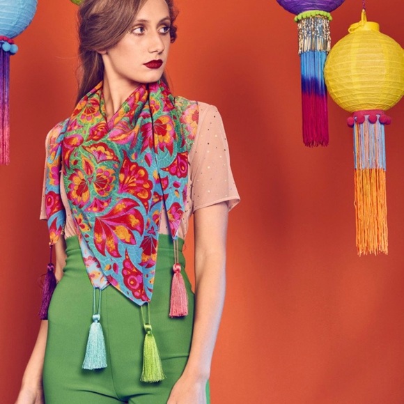 Accessories - Patterned fringe scarf